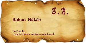Bakos Nátán névjegykártya